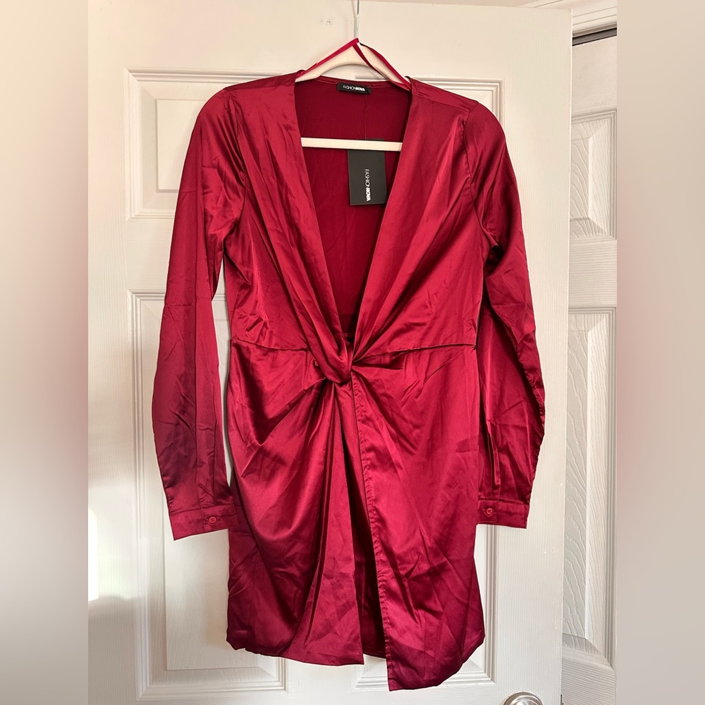 Fashion Nova Burgundy Dress Size Large